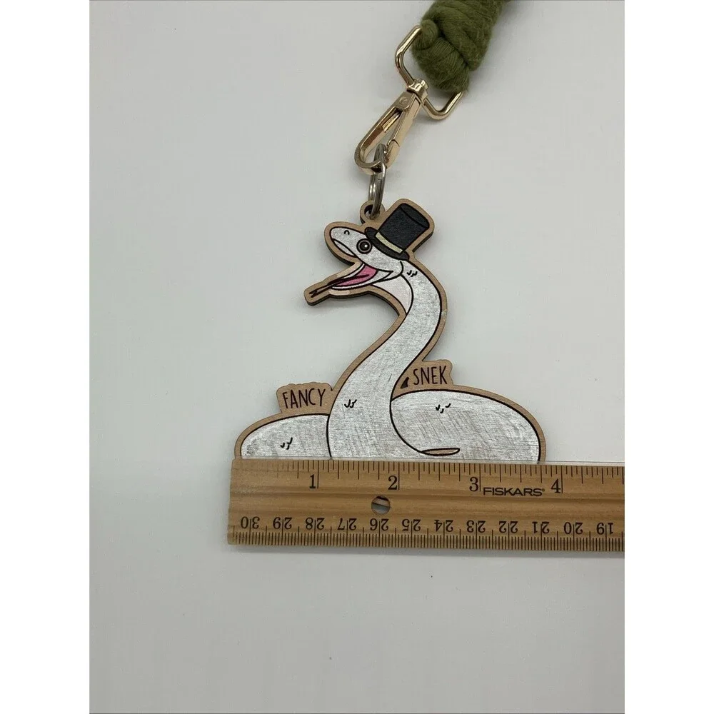 Handmade‎ Green Macrame Lanyard Keychain Fancy Snek Snake Kitschy Cool